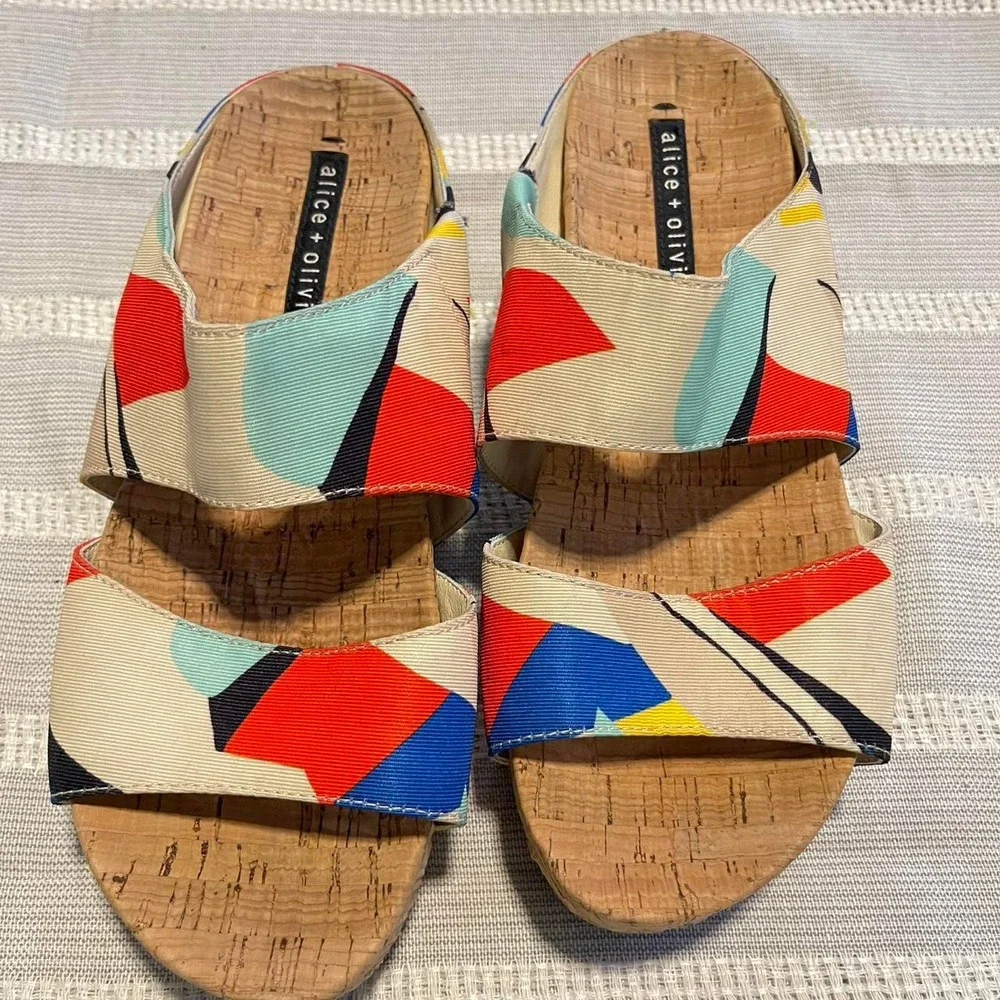 Alice + Olivia multicoloured canvas wedge sandals